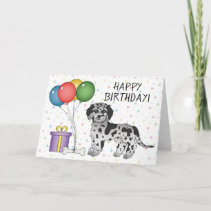 Blaue Merle Mini Goldendoodle Hund Alles Gute zum Karte