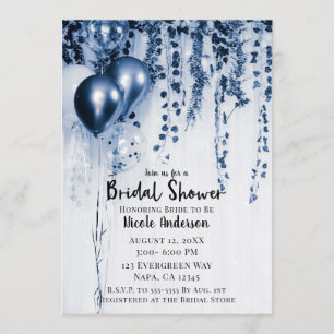 Blaue Metallic Party Ballons Efeu Brautparty Einladung