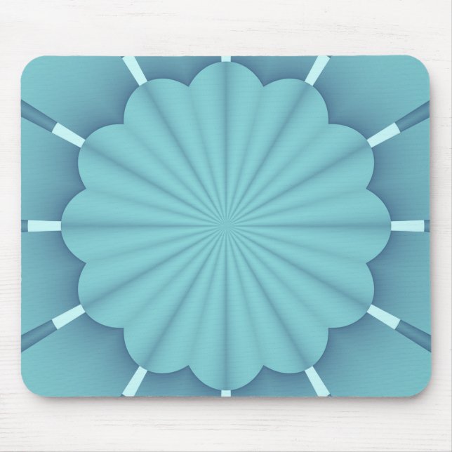 Blaue metallische Abstrakte Blume Mousepad (Vorne)