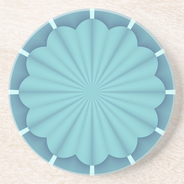 Blaue metallische Abstrakte Blume Untersetzer (Vorne)