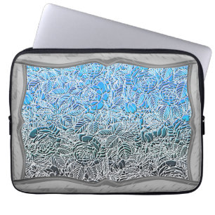Blaue Metallische Blume Laptopschutzhülle