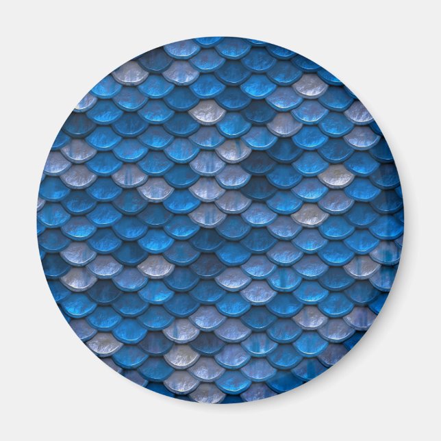Blaue Metallische Schuppenfisch Dragon Meerjungent Magnet (Vorne)