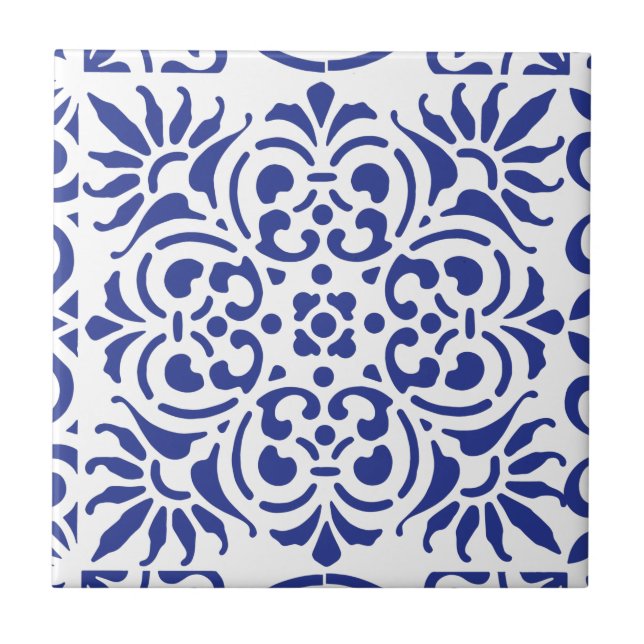 Blaue mexikanische Keramik Tile Fliese (Vorderseite)