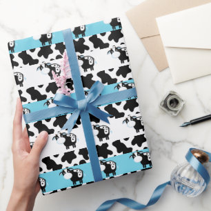 Blaue Milchkuh-Baby-Shower-Geschenkpapier Geschenkpapier