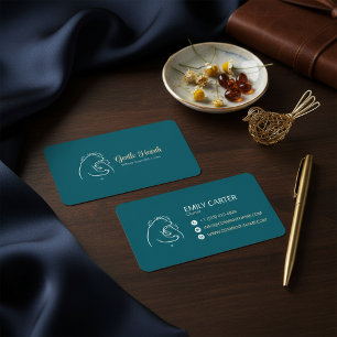 Blaue Minimal-Bären-Logo-Geschäftskarten-Design Visitenkarte