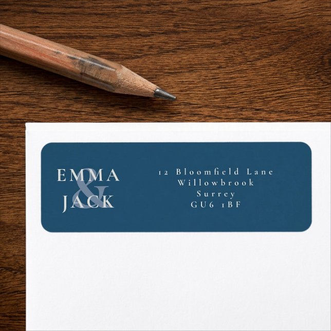 Blaue Minimal-Et-Zeichen-Namen Adresse (Blue Minimal ampersand names address Label)