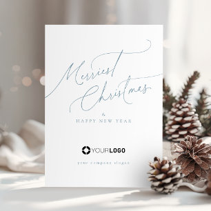 Blaue Minimal Script Fröhliche Weihnachten Firma