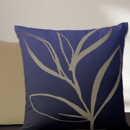 Blaue Minimalistische Aquarellfarben-Blätter Kopfk Kissen