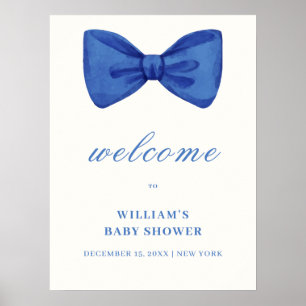 Blaue minimalistische Bogen-Junge-Baby-Party-Einla Poster