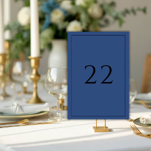 Blaue minimalistische elegante Hochzeit  Tischnummer
