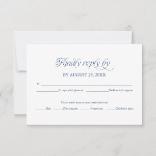 Blaue Minimalistische Hochzeits-RSVP Elegante Antw RSVP Karte