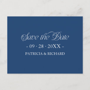 Blaue minimalistische Typografie Termin vormerken Postkarte