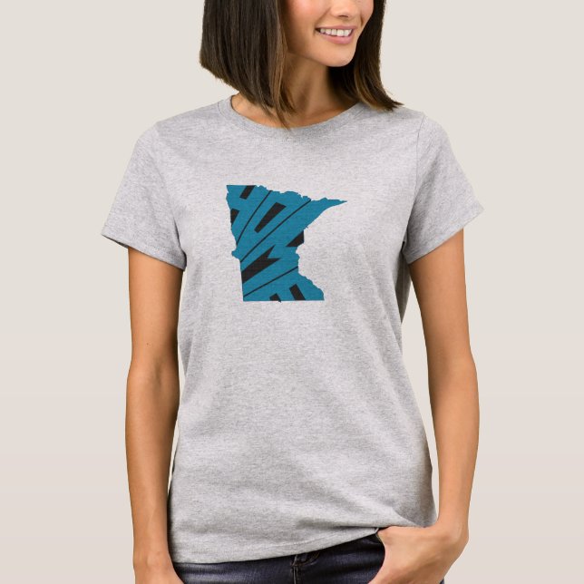 Blaue Minnesota-Zuhause-Wort-Kunst-Damen T-Shirt (Vorderseite)