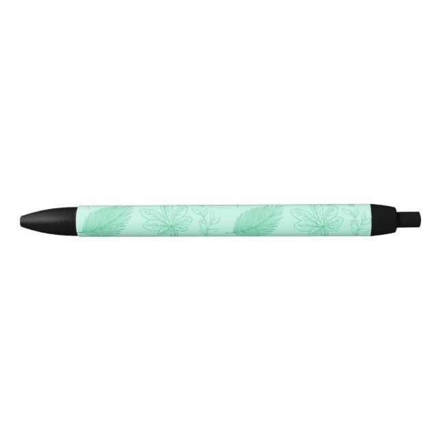 Blaue Minzblätter Muster Kugelschreiber (Vorderseite)