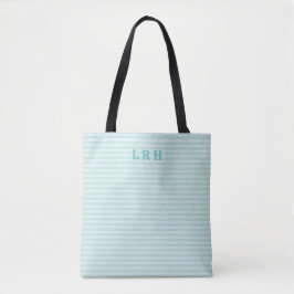 Blaue Minzstreifen-Klassiker Monogramm-Initialen Tasche