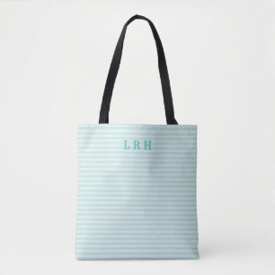 Blaue Minzstreifen-Klassiker Monogramm-Initialen Tasche