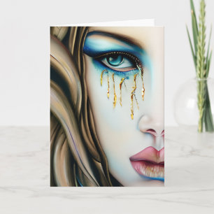 Blaue Mit Augen Göttin mit goldenen Tränen Karte