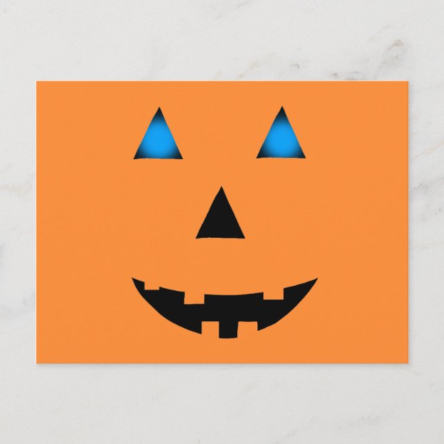 Blaue Mit Augen Jack-O-Lantern Postkarte (Vorderseite)