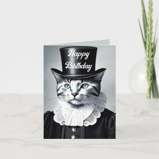 Blaue Mit Augen Katze in einer Tophat-Karte Karte