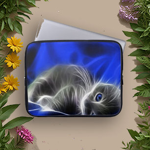 Blaue Mit Augen Katzenfantasy Laptopschutzhülle