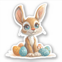 Blaue, Mit Augen Pastelle Bunny mit Ostereiern
