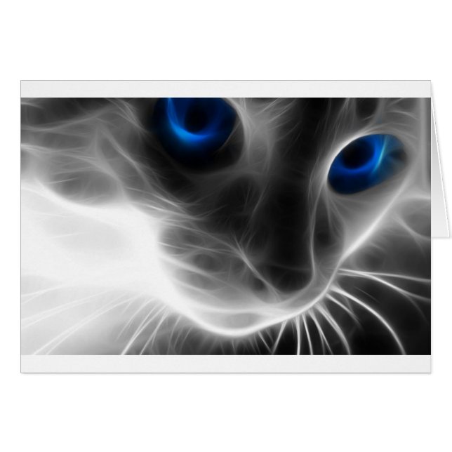 Blaue mit Augen Schwarzweiss-Kitty-Katze (Vorderseite (Horizontal))