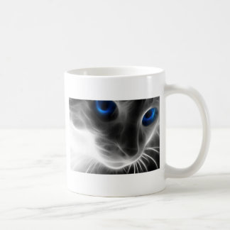 Blaue mit Augen Schwarzweiss-Kitty-Katze Kaffeetasse