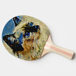 Blaue Mit Augen siamesische Katze Mosaikfliesen Tischtennis Schläger