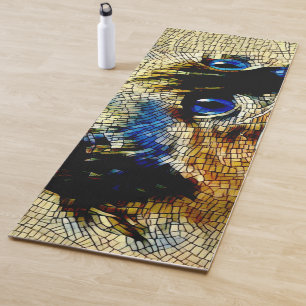 Blaue Mit Augen siamesische Katze Mosaikfliesen Yogamatte