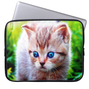 Blaue Mit Augen Strickkatzenkatze Laptopschutzhülle