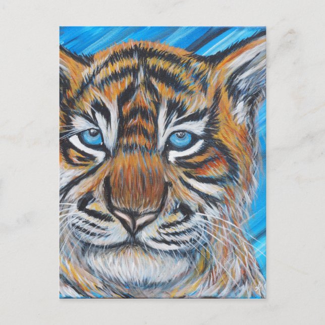 Blaue Mit Augen Tiger-Malerei Postkarte (Vorderseite)