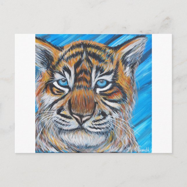 Blaue Mit Augen Tiger-Malerei Postkarte (Vorderseite)