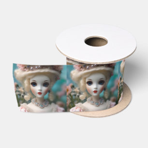 Blaue Mit Augen Vintage Puppe Satinband