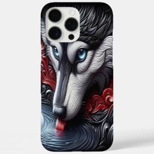 Blaue Mit Augen Wolf-Reflektionsszene iPhone 16 Pro Max Hülle