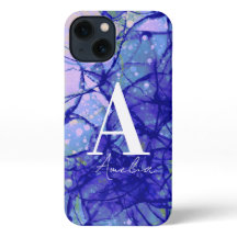 Blaue Mit Monogramm Abstrakte Kunst