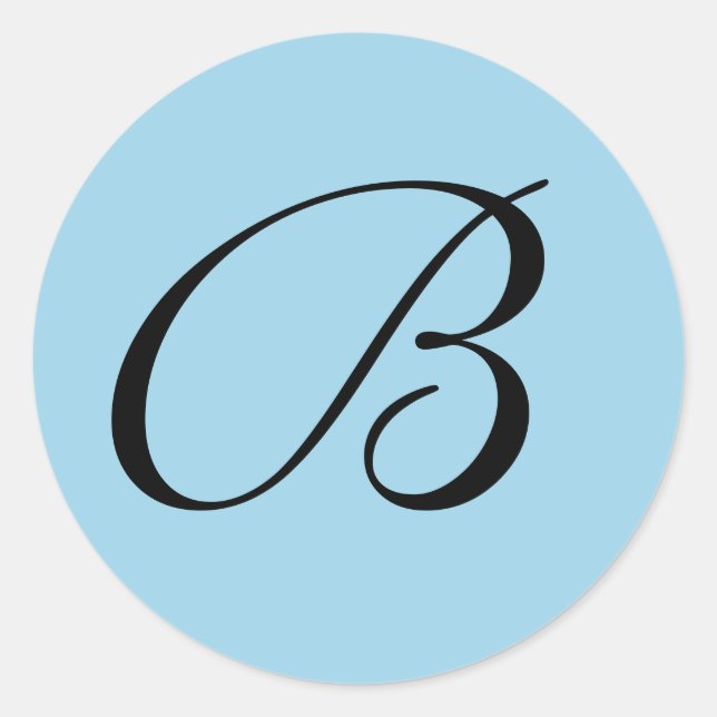 Blaue Mit Monogramm anfängliche Umschlag Aufkleber (Vorderseite)