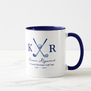 Blaue Mit Monogramm Tasse für einen Golfer