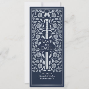 Blaue mittelalterliche silberne Schwert-Hochzeitse Save The Date