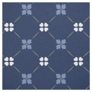 Blaue Mittelmeer-Fliesen Blumenmuster Stoff