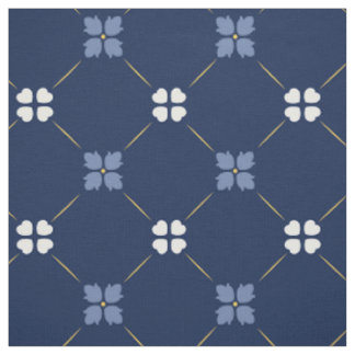 Blaue Mittelmeer-Fliesen | Blumenmuster Stoff