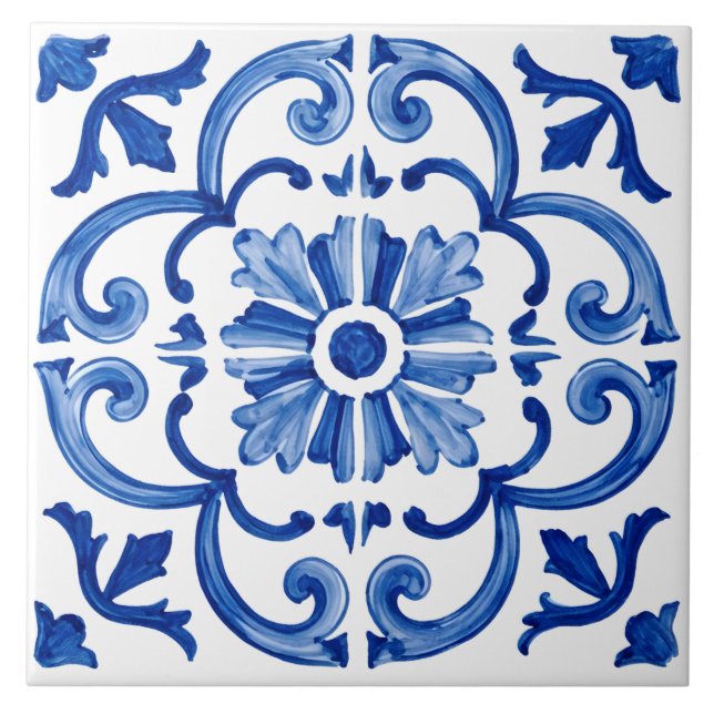 Blaue Mittelmeerfliese Fliese (Vorderseite)