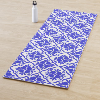 Blaue Mittelmeerfliesen vintage Yogamatte
