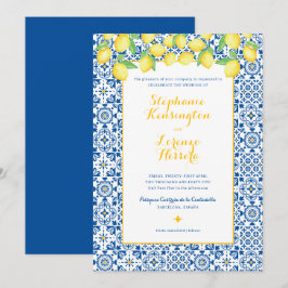 Blaue Mittelmeerzunge Gelbe Lemonen Hochzeit Einladung