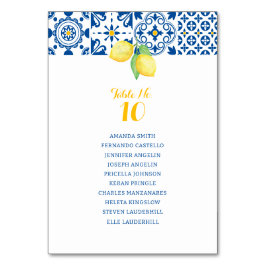 Blaue Mittelmeerzunge Gelbe Lemonen Hochzeit Tischnummer