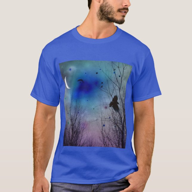 Blaue Mitternachtskrähe T-Shirt (Vorderseite)