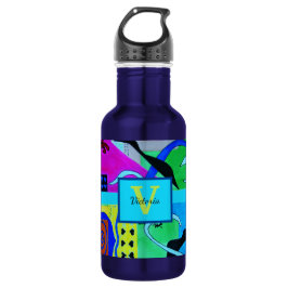 Blaue Mode Abstrakte Inspiration von Matisse Edelstahlflasche