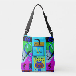 Blaue Mode Abstrakte Inspiration von Matisse Tragetaschen Mit Langen Trägern