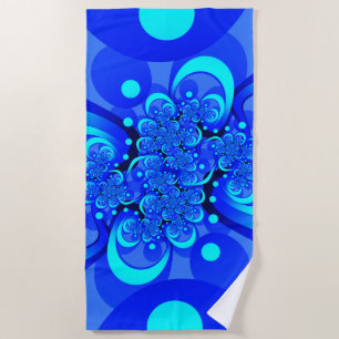 Blaue moderne abstrakte fraktale Kunst Strandtuch
