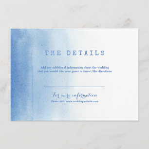 Blaue, moderne Aquarelltafel - Hochzeitskarte Begleitkarte