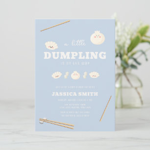 Blaue moderne Kawaii Bao-Dumpling-Baby-Party Einladung